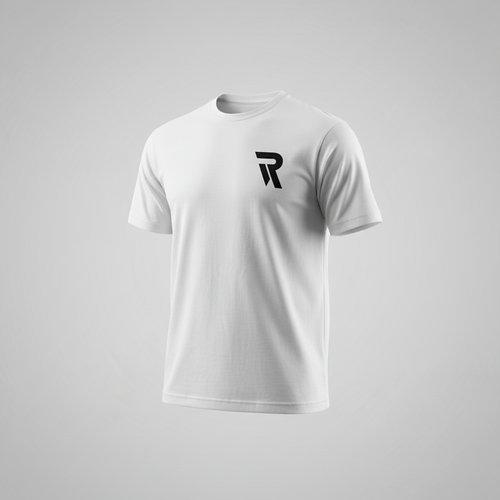 REV White T-Shirt in a professional studio shoot